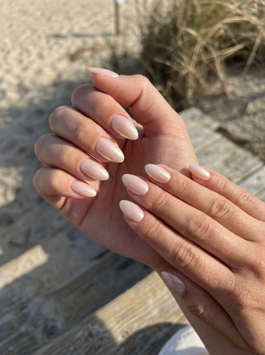 Seashell Pearl Nails